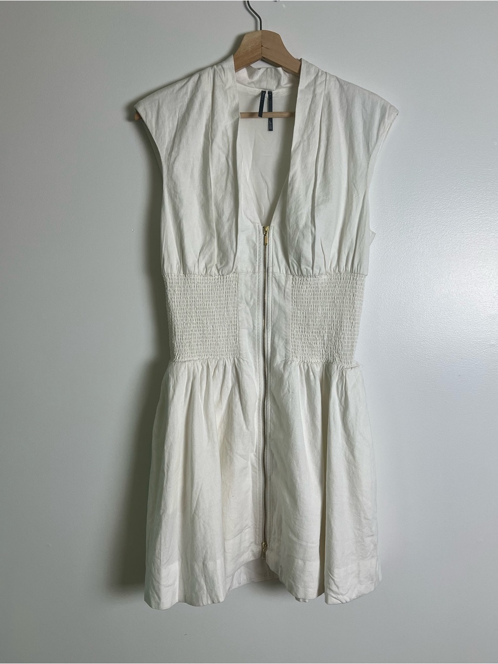 NWOT Anthropologie  Tommie cap-sleeve smocked mini dress in Linen - Picture 4 of 11